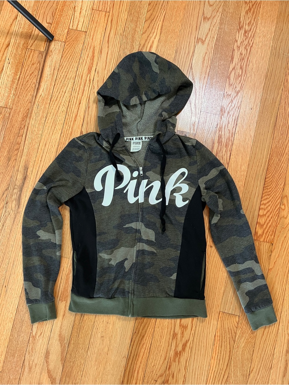 PINK Victoria's Secret Camo Zip Hoodie Jacket - Olive/Black
